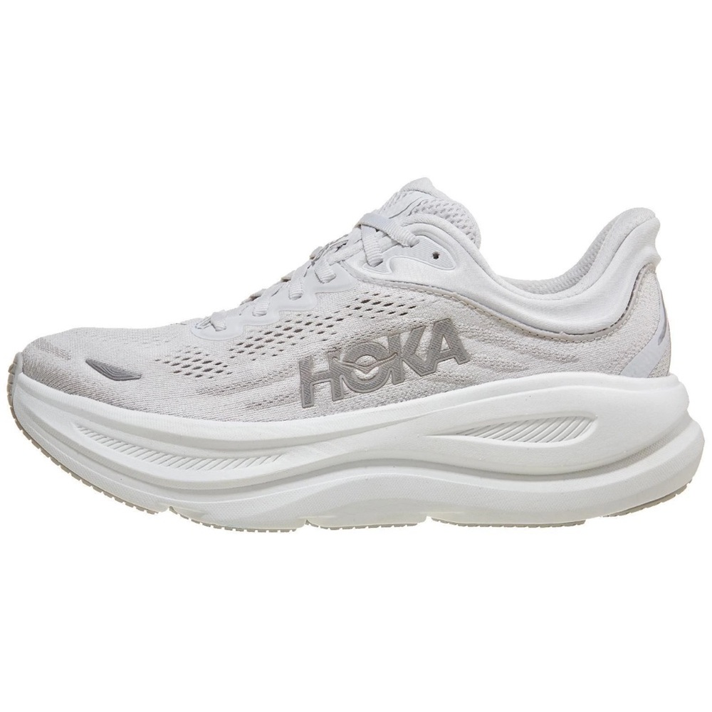 Hoka One One Women's White and Light Gray Running Shoes